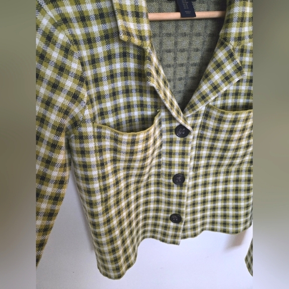Rachel Roy green and navy plaid knit double pocket blazer clueless | size M - Picture 3 of 5